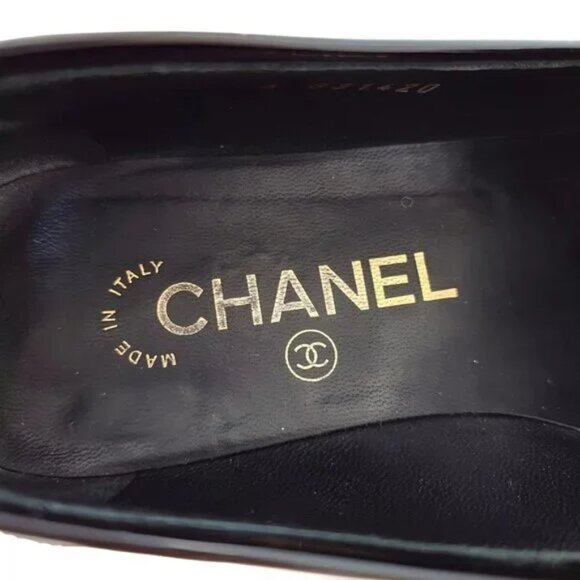 100% Authentic CHANEL Black White Patent Leather Women's Shoes 680-101824 - Picture 6 of 7